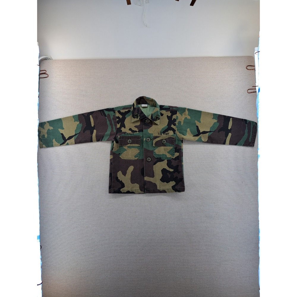 Vtg Trooper kids US Army Camo Shirt Size 6 Made in USA Boys Military Top